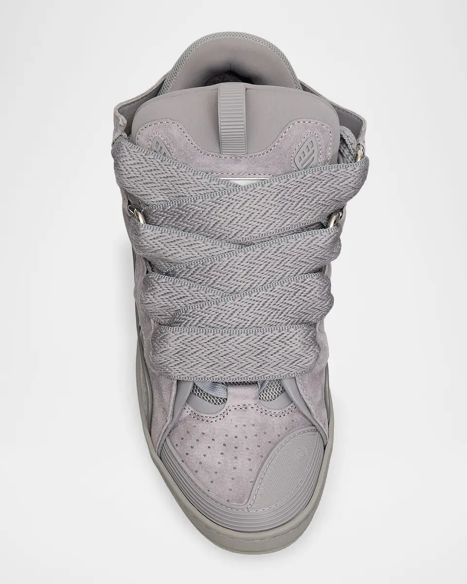 Lanvin Men's Curb Tonal Suede and Mesh Sneakers | Thumbnail 4 Lanvin Men's Curb Tonal Suede and Mesh Sneakers | Thumbnail 4