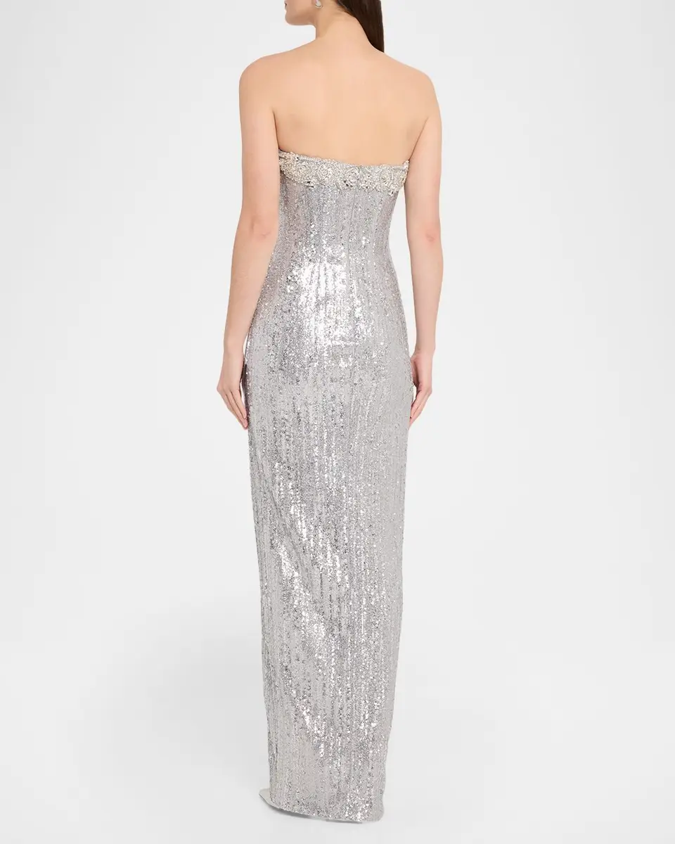 PAMELLA ROLAND Strapless Sequined Column Gown | Thumbnail 3 PAMELLA ROLAND Strapless Sequined Column Gown | Thumbnail 3