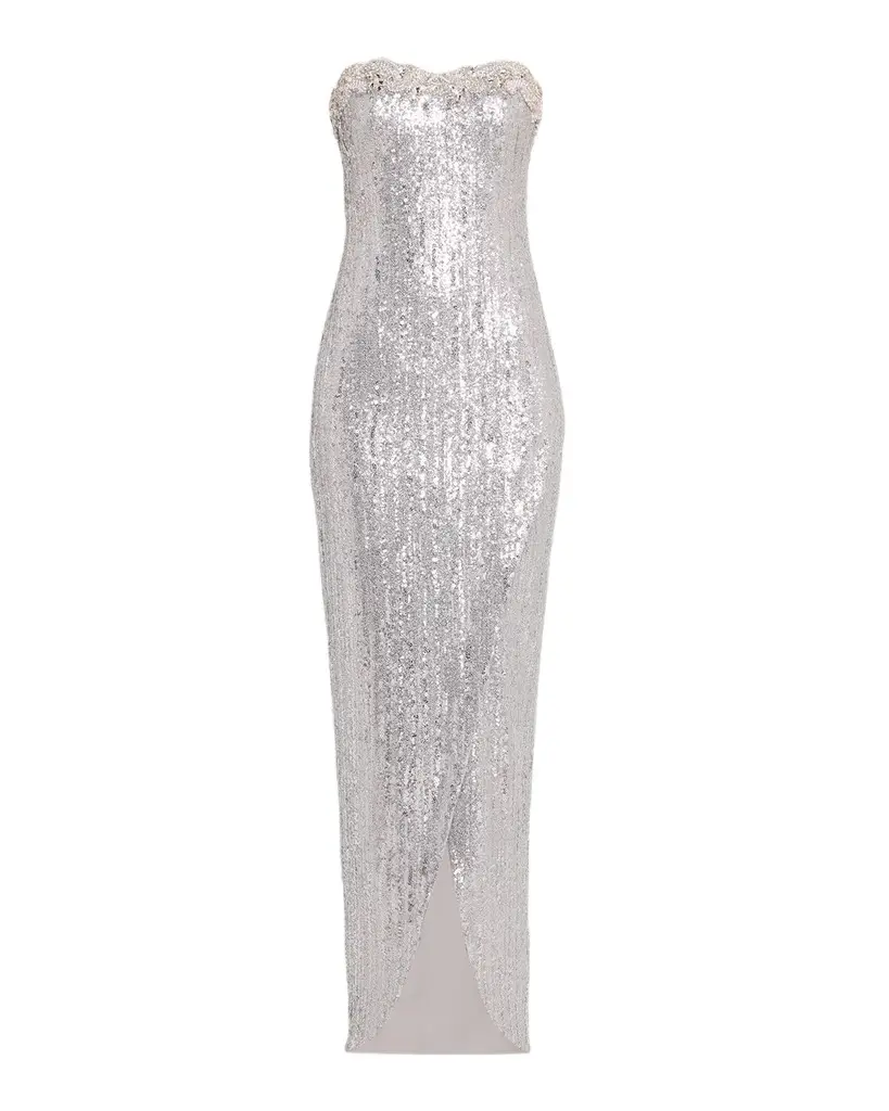 Pamella Roland Strapless Sequined Column Gown | Image 1 Pamella Roland Strapless Sequined Column Gown | Image 1