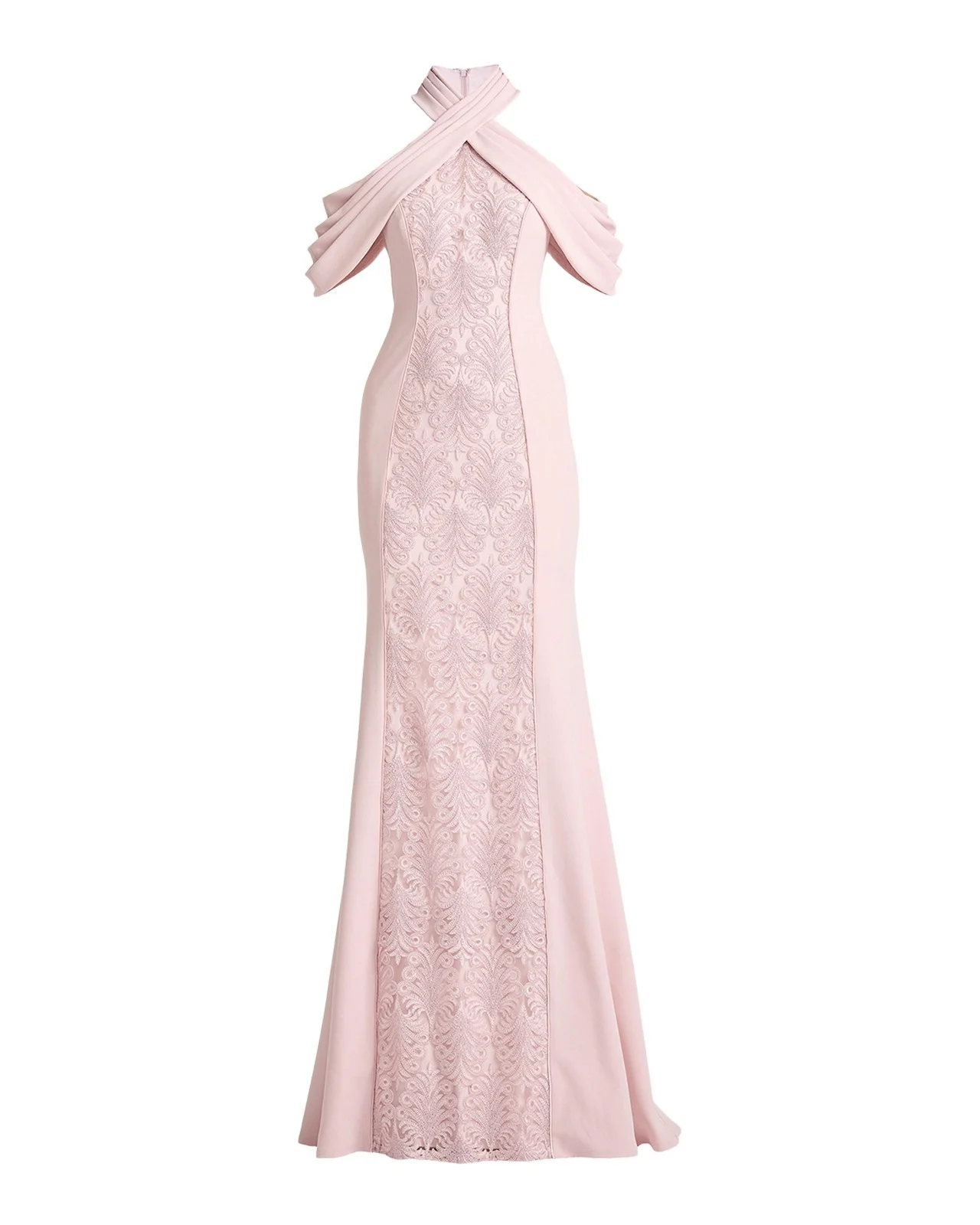 Cold-Shoulder Corded Lace Gown