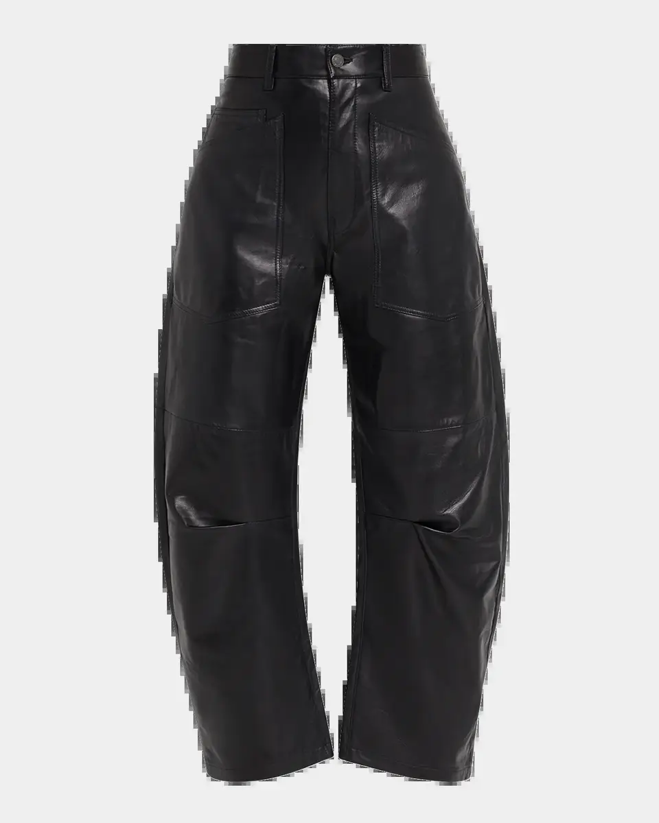Nili Lotan Shon Leather Barrel-Leg Ankle Pants | Thumbnail 2