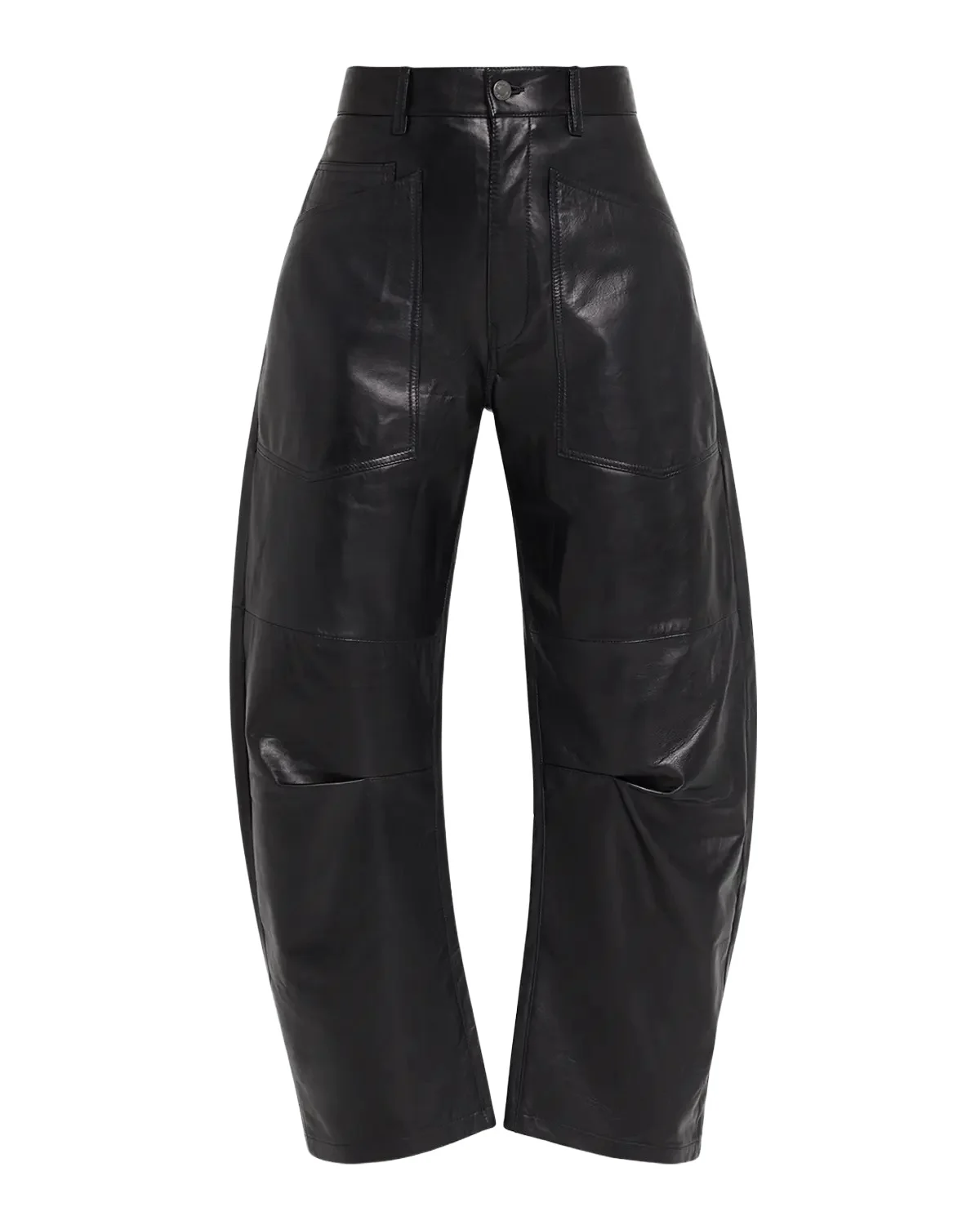 Nili Lotan Shon Leather Barrel-Leg Ankle Pants