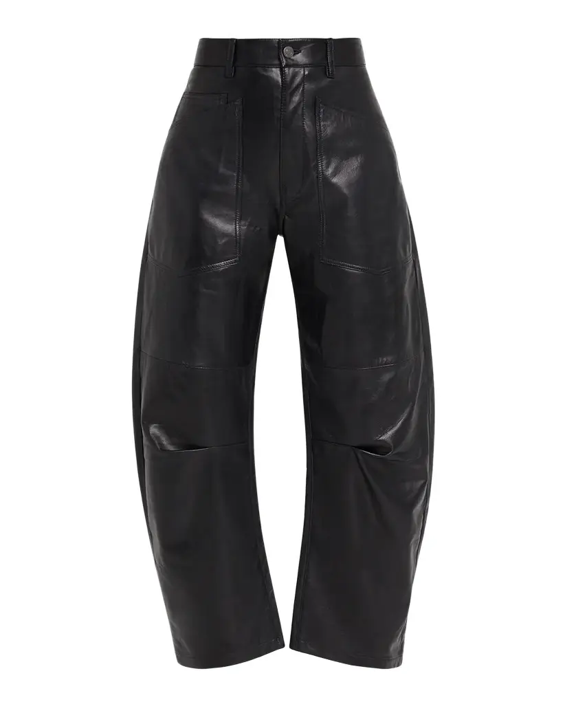 Nili Lotan Shon Leather Barrel-Leg Ankle Pants | Image 1 Nili Lotan Shon Leather Barrel-Leg Ankle Pants | Image 1