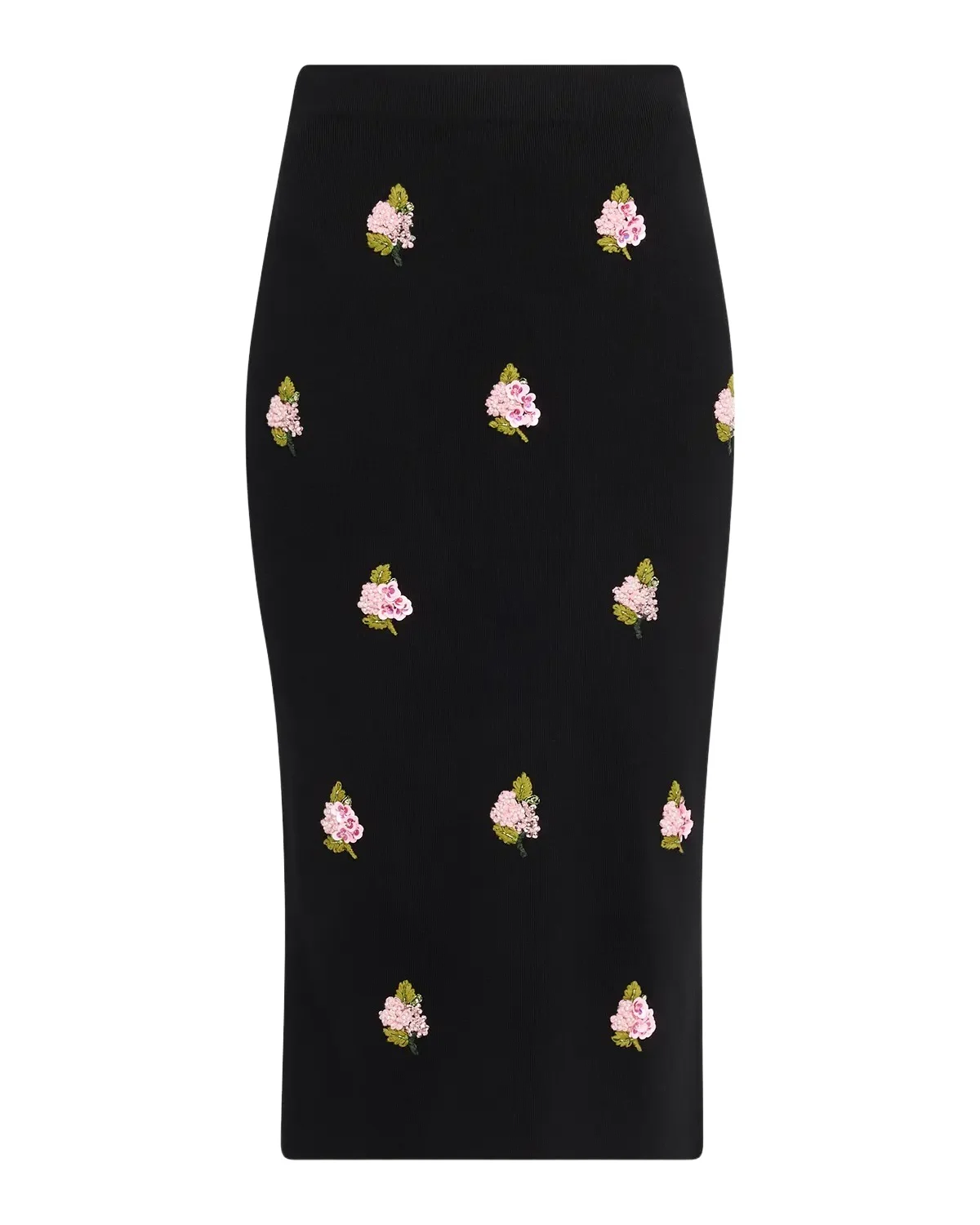 Floral Embroidered Midi Pencil Skirt