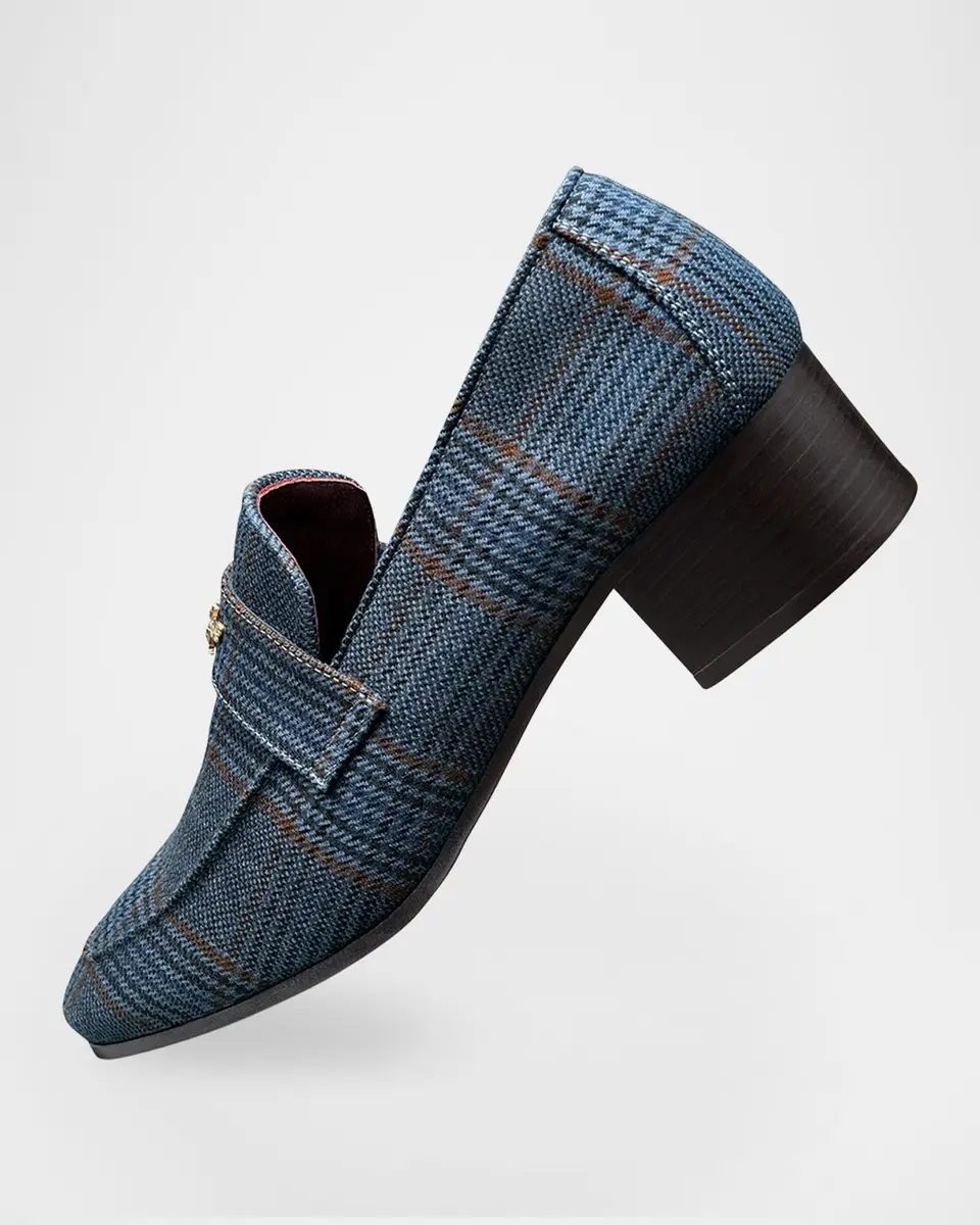 Bougeotte Plaid Wool Block-Heel Penny Loafers | Thumbnail 5 Bougeotte Plaid Wool Block-Heel Penny Loafers | Thumbnail 5