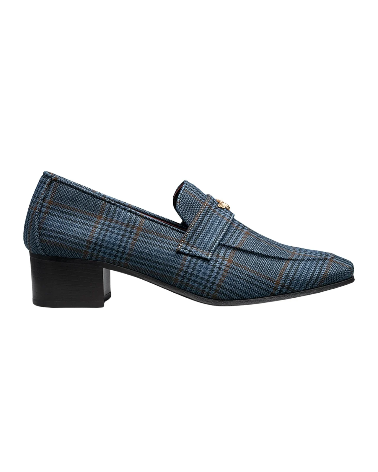 Plaid Wool Block-Heel Penny Loafers Plaid Wool Block-Heel Penny Loafers
