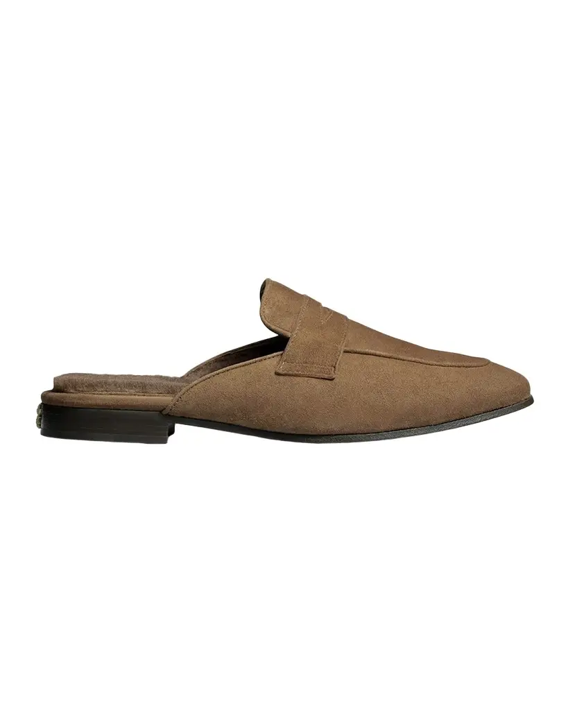 Bougeotte Fandango Suede Shearling-Lined Loafer Mules | Image 1 Bougeotte Fandango Suede Shearling-Lined Loafer Mules | Image 1