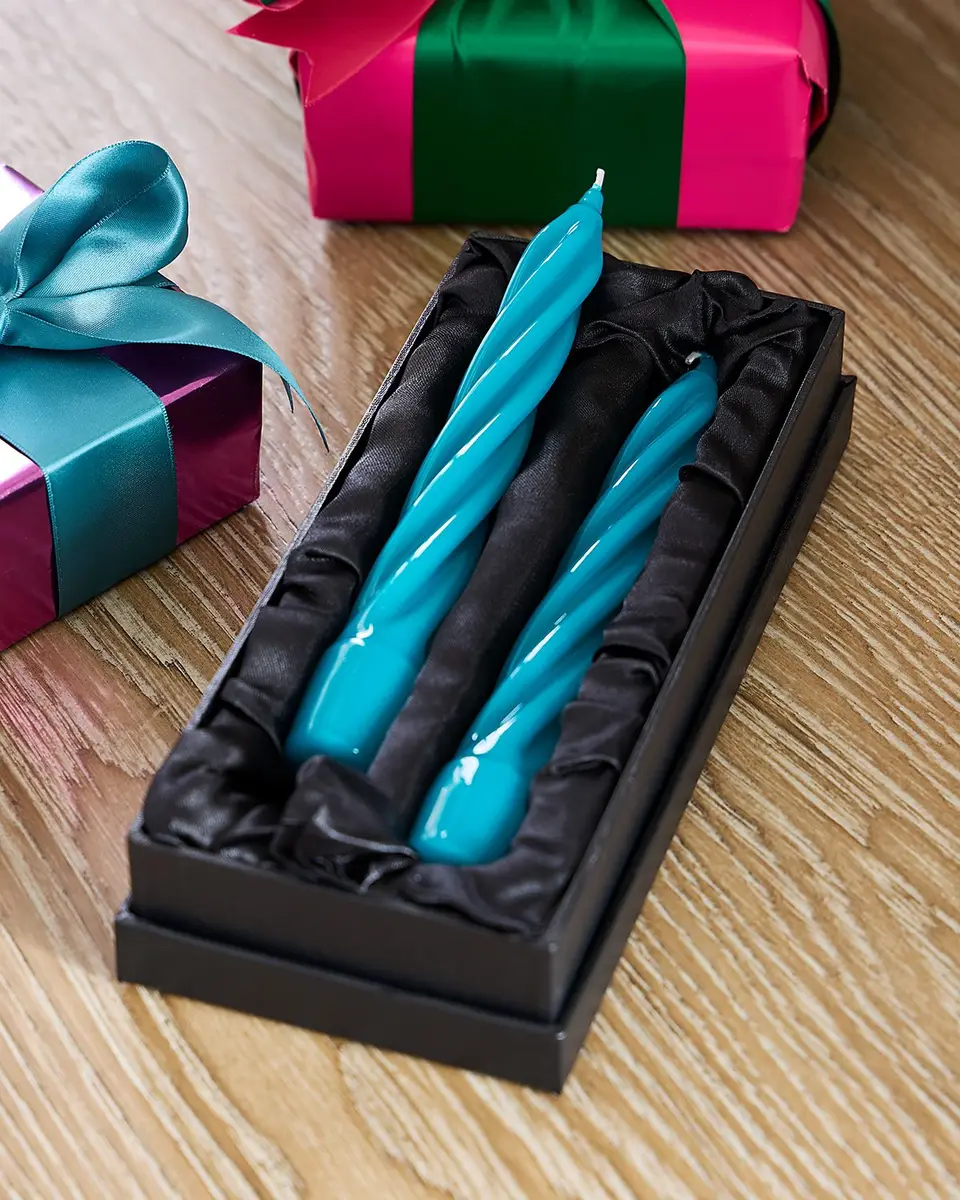 Exclusive Turquoise Taper Candles, Set of 2 | Thumbnail 3 Exclusive Turquoise Taper Candles, Set of 2 | Thumbnail 3