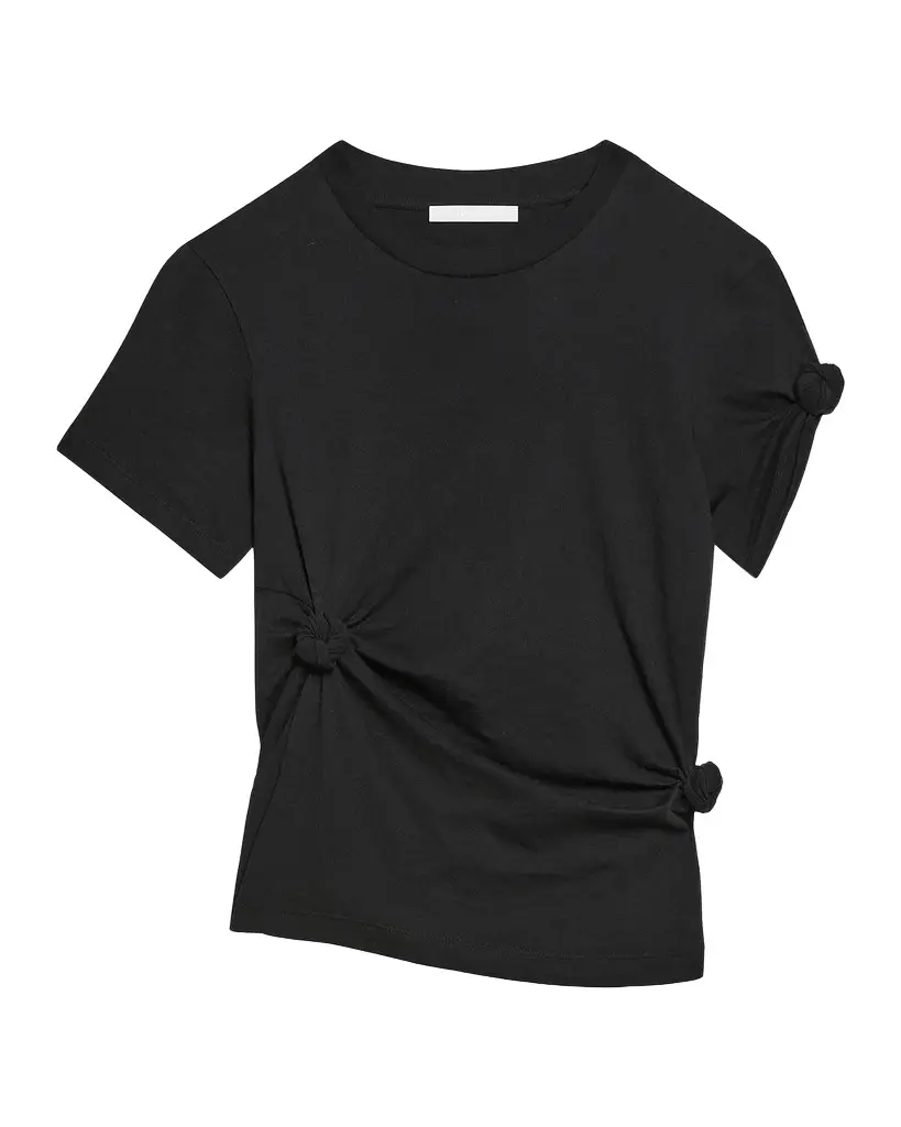 Helmut Lang Asymmetric Knotted Baby Tee | Image 1 Helmut Lang Asymmetric Knotted Baby Tee | Image 1
