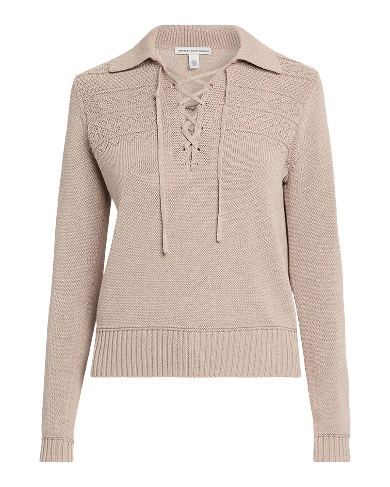 Geometric Cotton Lace-Up Sweater Geometric Cotton Lace-Up Sweater