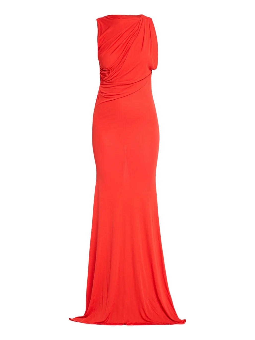 Sleeveless Open Back Drape Gown in Dry Jersey