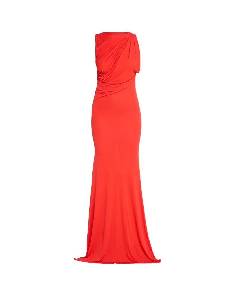 Alex Perry Sleeveless Open Back Drape Gown in Dry Jersey | Image 1 Alex Perry Sleeveless Open Back Drape Gown in Dry Jersey | Image 1