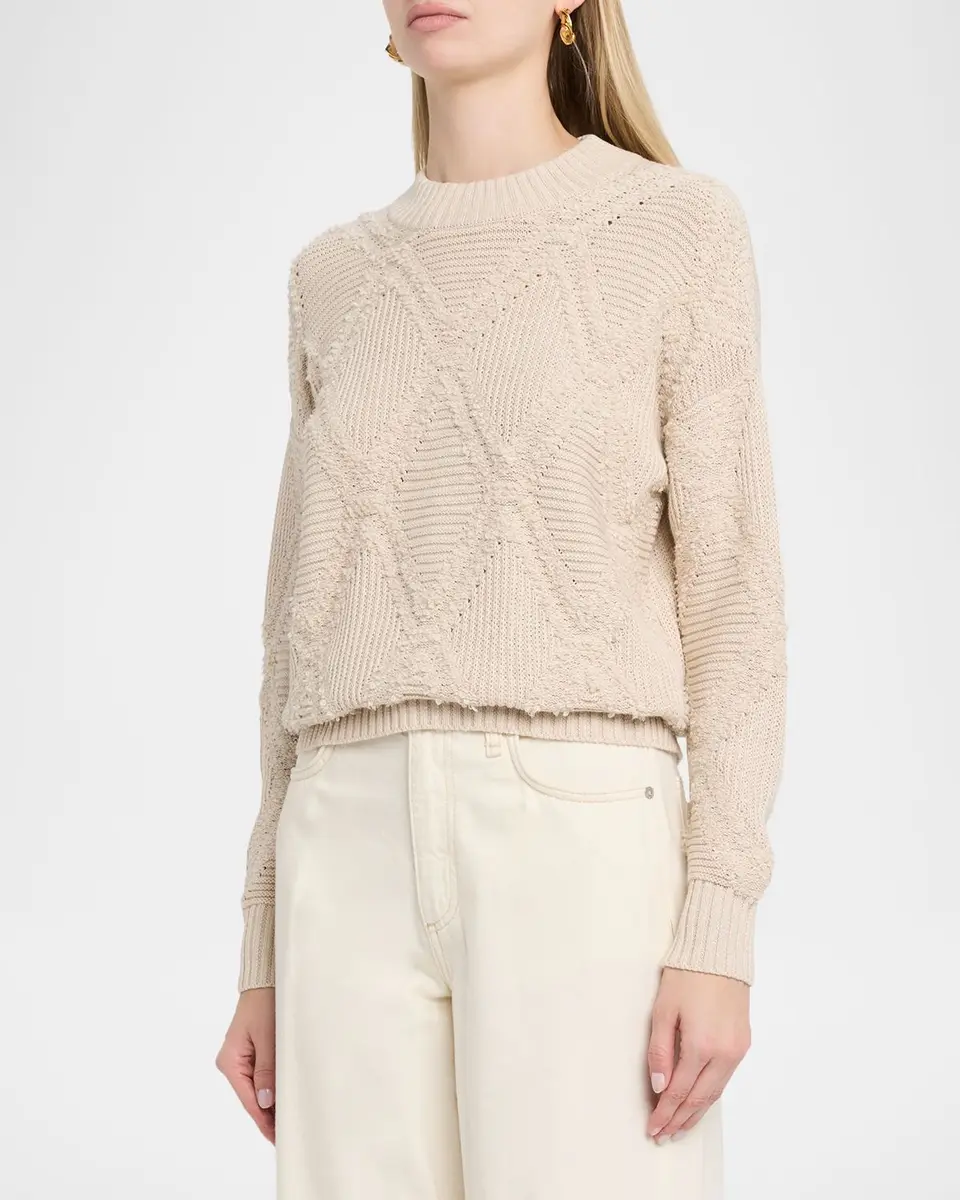 Autumn Cashmere Ribbed and Boucle Knit Diamond Sweater | Thumbnail 4 Autumn Cashmere Ribbed and Boucle Knit Diamond Sweater | Thumbnail 4