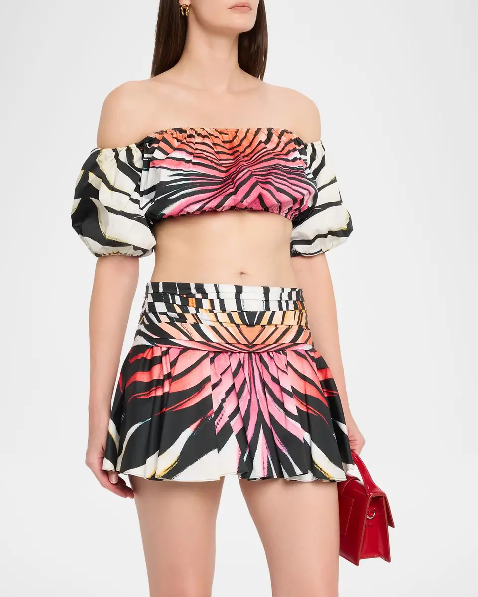 Roberto Cavalli Ray Of Paradise Off-The-Shoulder Puff-Sleeve Crop Top | Thumbnail 4 Roberto Cavalli Ray Of Paradise Off-The-Shoulder Puff-Sleeve Crop Top | Thumbnail 4
