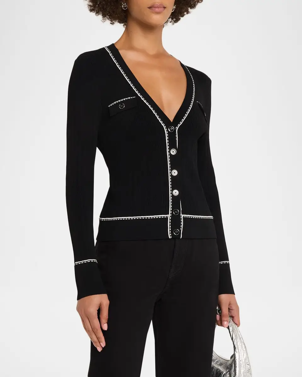 Autumn Cashmere Slim-Fit Rib Knit Cardigan | Thumbnail 4 Autumn Cashmere Slim-Fit Rib Knit Cardigan | Thumbnail 4