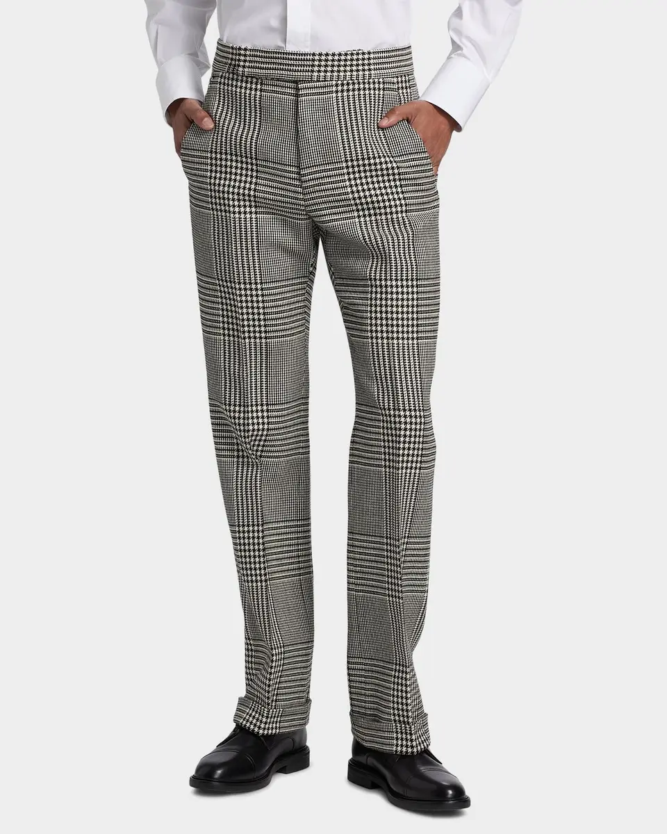 Tom Ford Men's Master Prince of Wales Wool Trousers | Thumbnail 3 Tom Ford Men's Master Prince of Wales Wool Trousers | Thumbnail 3