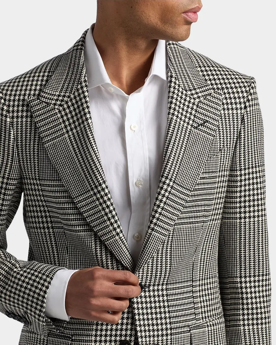 Tom Ford Men's Master Prince of Wales Wool Jacket | Thumbnail 4 Tom Ford Men's Master Prince of Wales Wool Jacket | Thumbnail 4