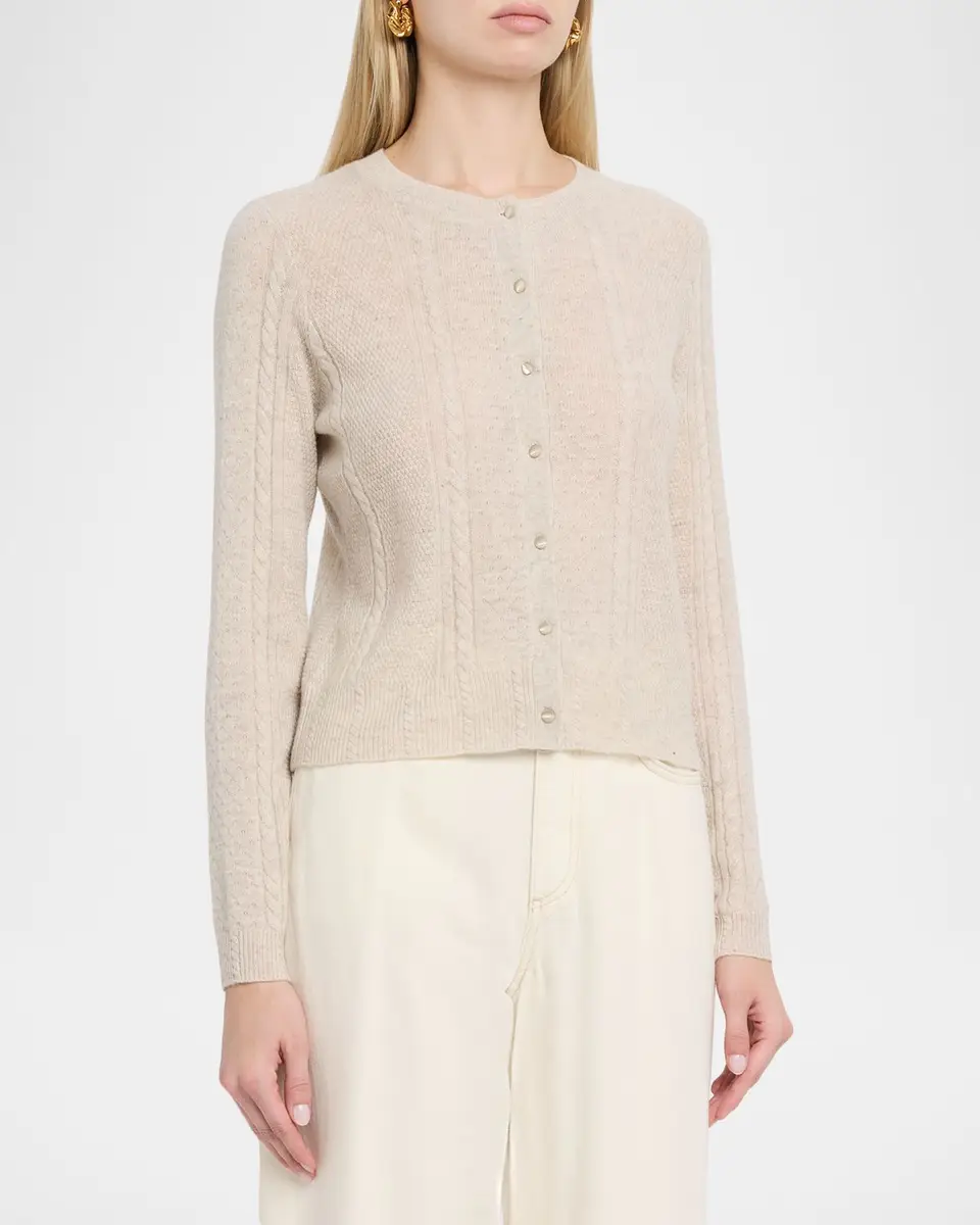 Autumn Cashmere Stitchery Crewneck Cashmere Cardigan | Thumbnail 4 Autumn Cashmere Stitchery Crewneck Cashmere Cardigan | Thumbnail 4