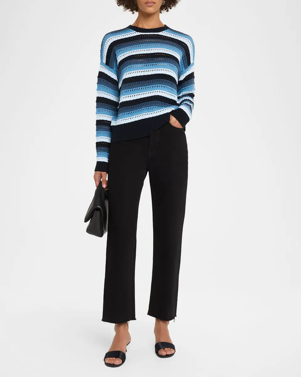 Autumn Cashmere Gradient Striped Pointelle Cotton Sweater | Thumbnail 2 Autumn Cashmere Gradient Striped Pointelle Cotton Sweater | Thumbnail 2