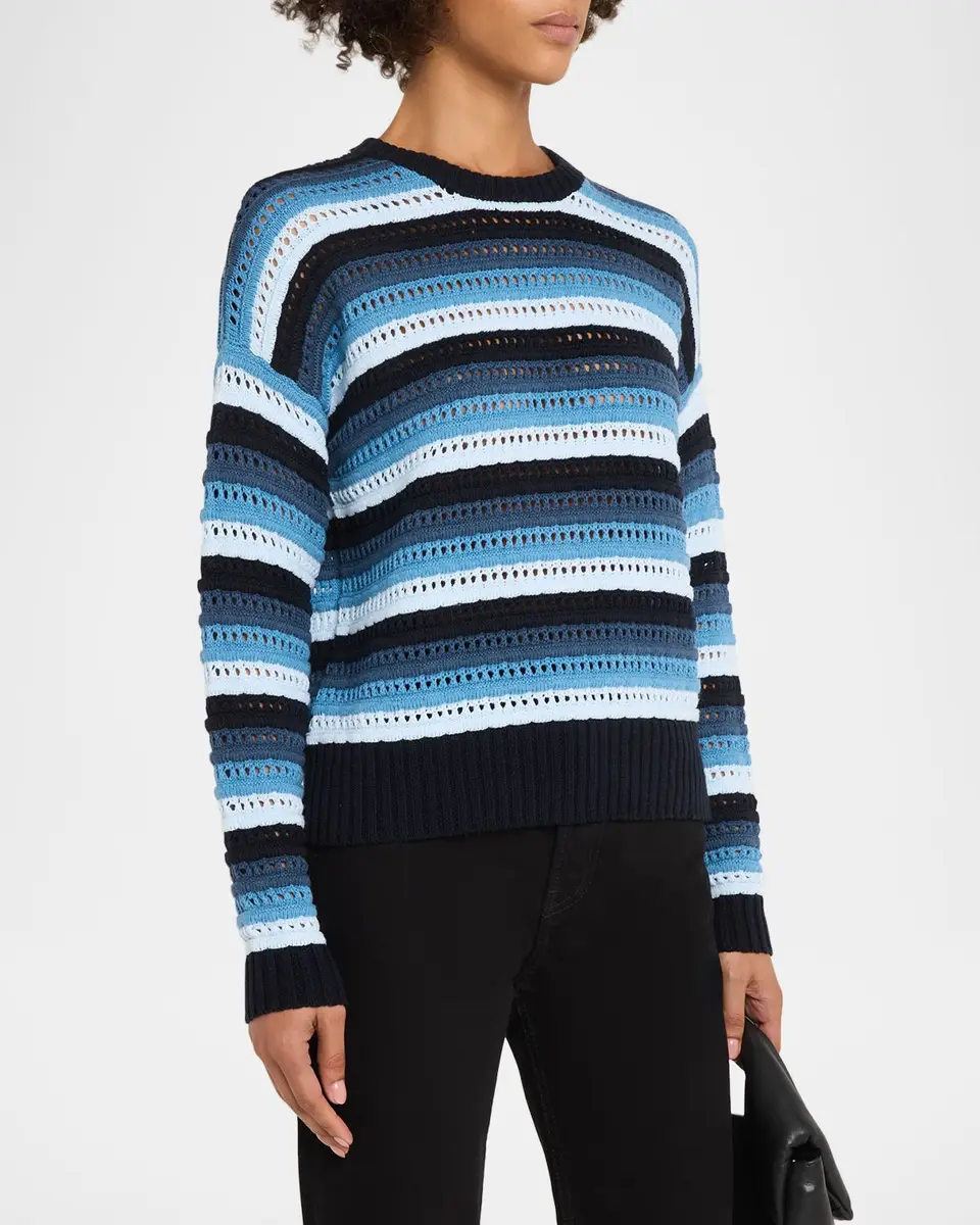 Autumn Cashmere Gradient Striped Pointelle Cotton Sweater | Thumbnail 4 Autumn Cashmere Gradient Striped Pointelle Cotton Sweater | Thumbnail 4