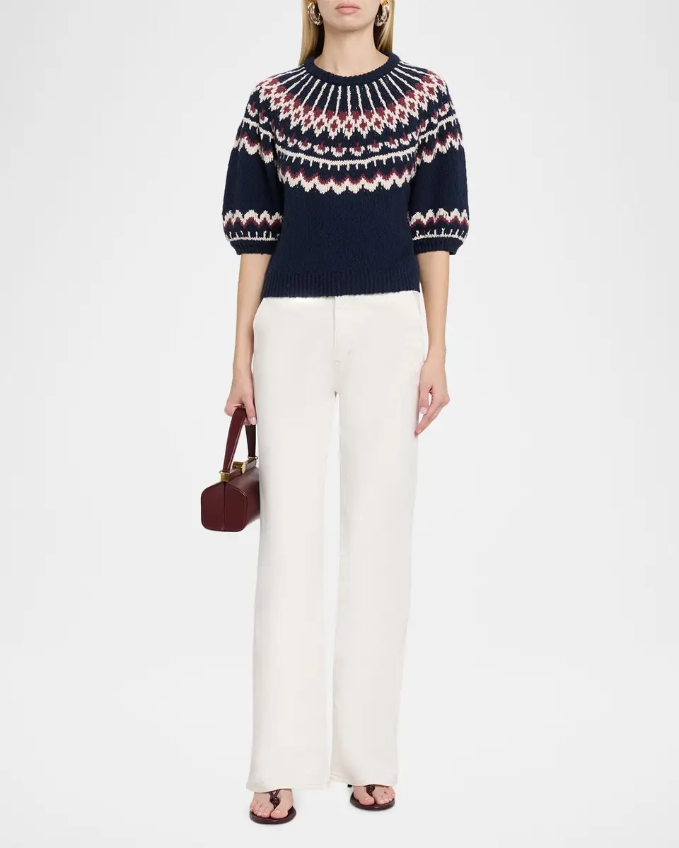 Autumn Cashmere Puff-Sleeve Fair Isle Sweater | Thumbnail 2 Autumn Cashmere Puff-Sleeve Fair Isle Sweater | Thumbnail 2