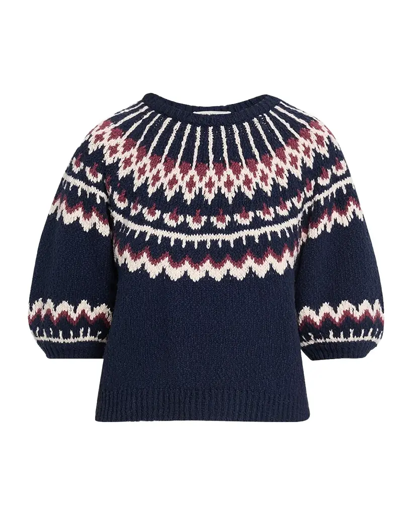 Autumn Cashmere Puff-Sleeve Fair Isle Sweater | Image 1 Autumn Cashmere Puff-Sleeve Fair Isle Sweater | Image 1