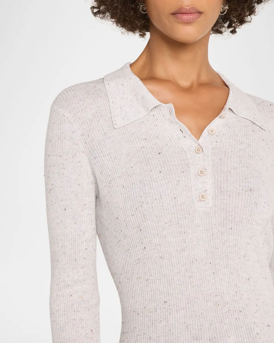 Autumn Cashmere Speckled Rib Knit Polo Sweater | Thumbnail 5 Autumn Cashmere Speckled Rib Knit Polo Sweater | Thumbnail 5
