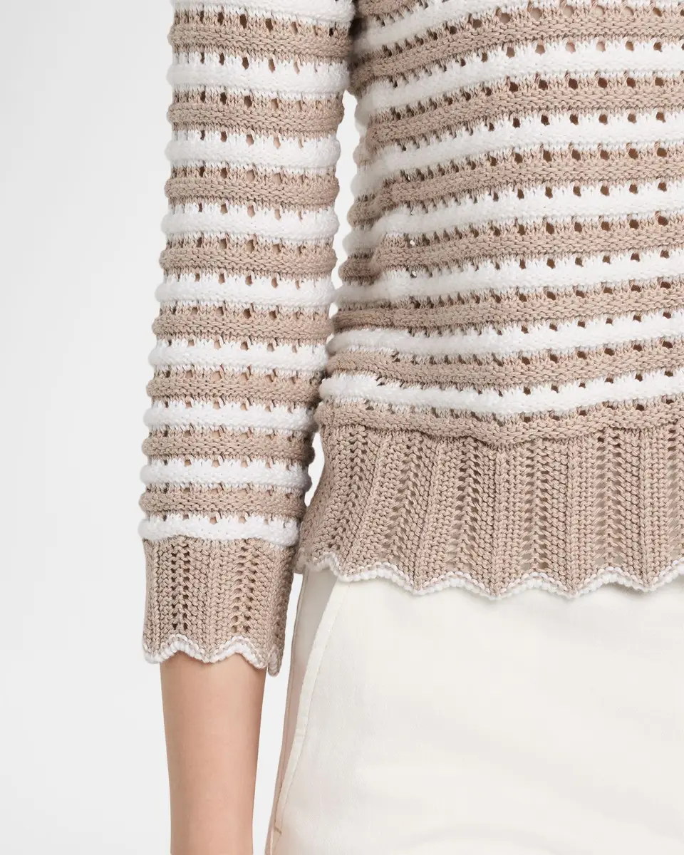Autumn Cashmere Striped Pointelle-Knit Cotton Cardigan | Thumbnail 5