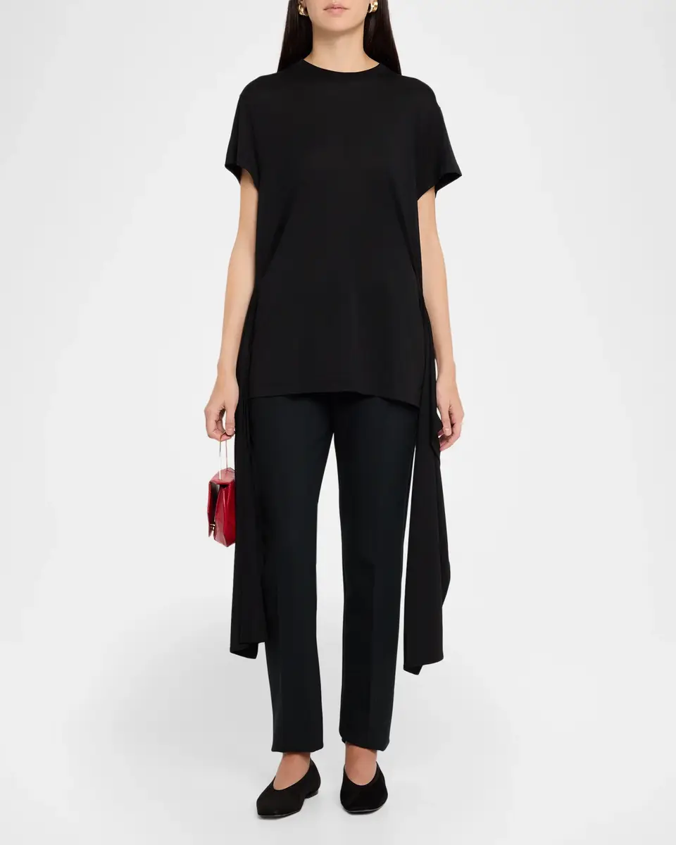 TOTEME Tie-Waist Jersey Short-Sleeve T-Shirt | Thumbnail 2 TOTEME Tie-Waist Jersey Short-Sleeve T-Shirt | Thumbnail 2