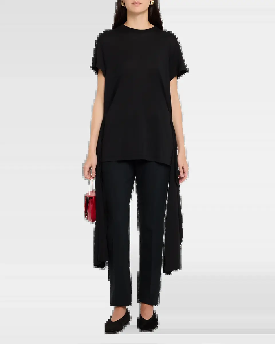 TOTEME Tie-Waist Jersey Short-Sleeve T-Shirt | Thumbnail 6 TOTEME Tie-Waist Jersey Short-Sleeve T-Shirt | Thumbnail 6
