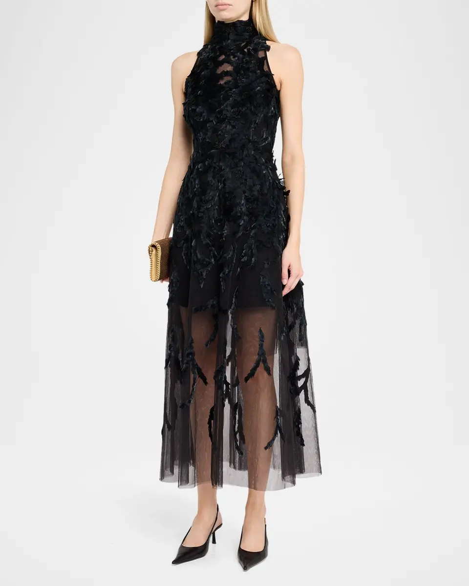 PAMELLA ROLAND Feather Embellished Tulle Gown | Thumbnail 4 PAMELLA ROLAND Feather Embellished Tulle Gown | Thumbnail 4