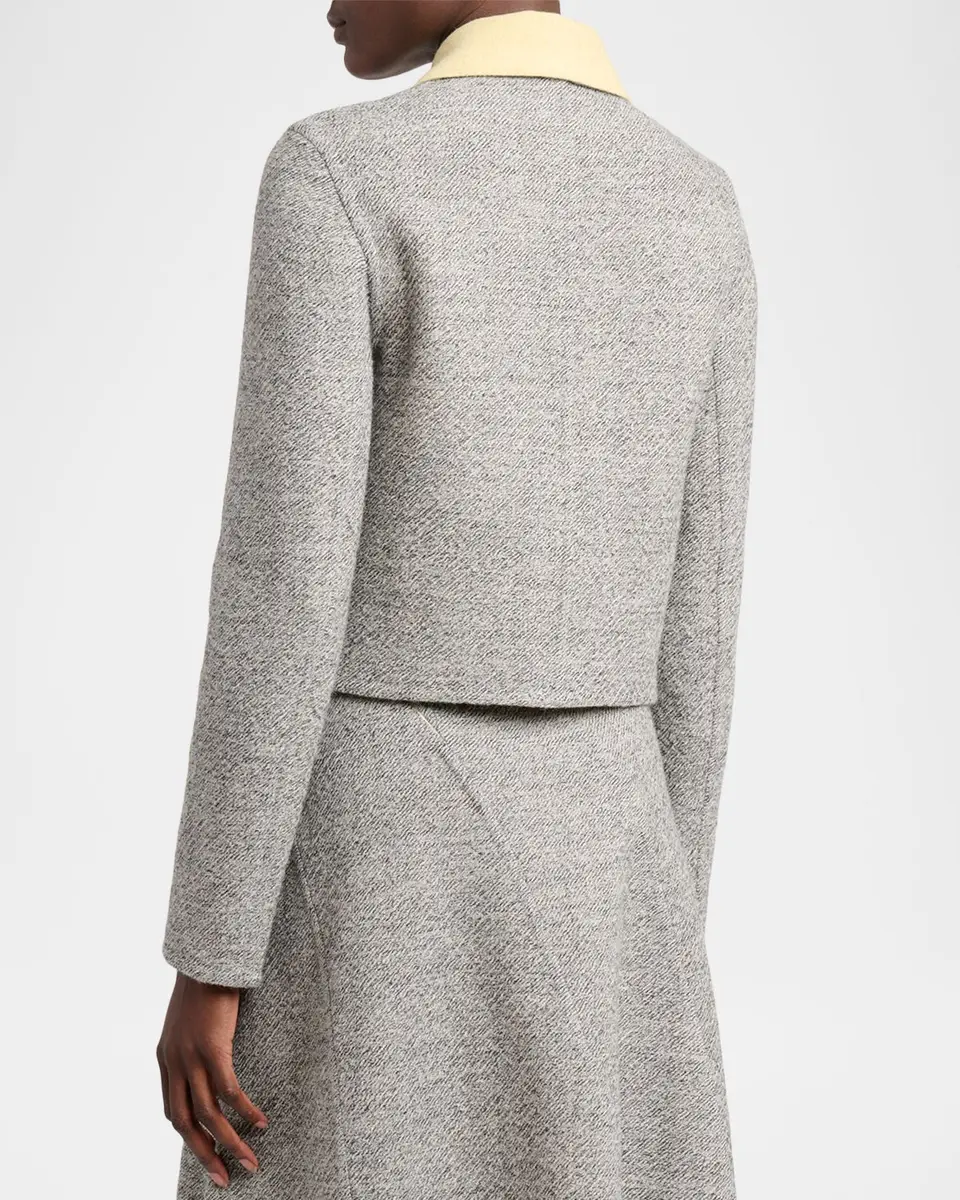 Proenza Schouler Gaelle Contrast-Collar Tweed Single-Breasted Jacket | Thumbnail 3