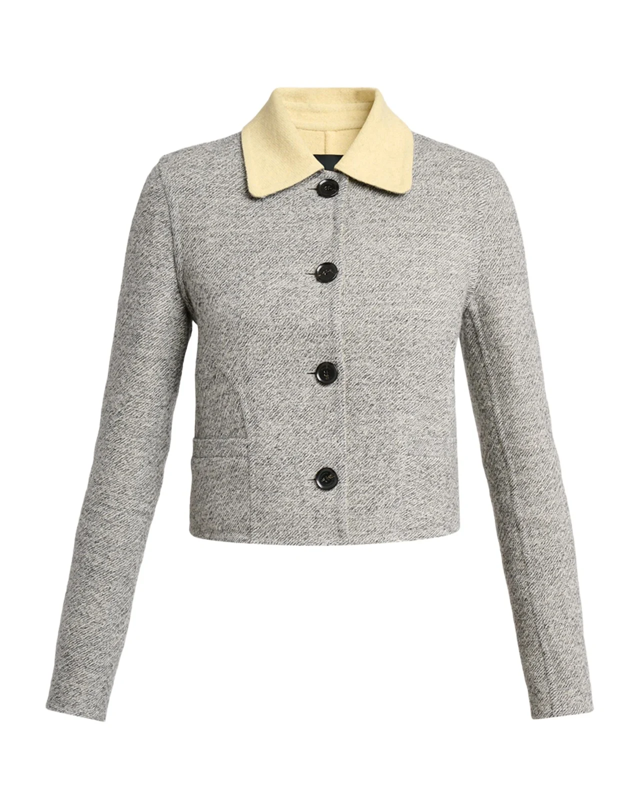 Gaelle Contrast-Collar Tweed Single-Breasted Jacket Gaelle Contrast-Collar Tweed Single-Breasted Jacket