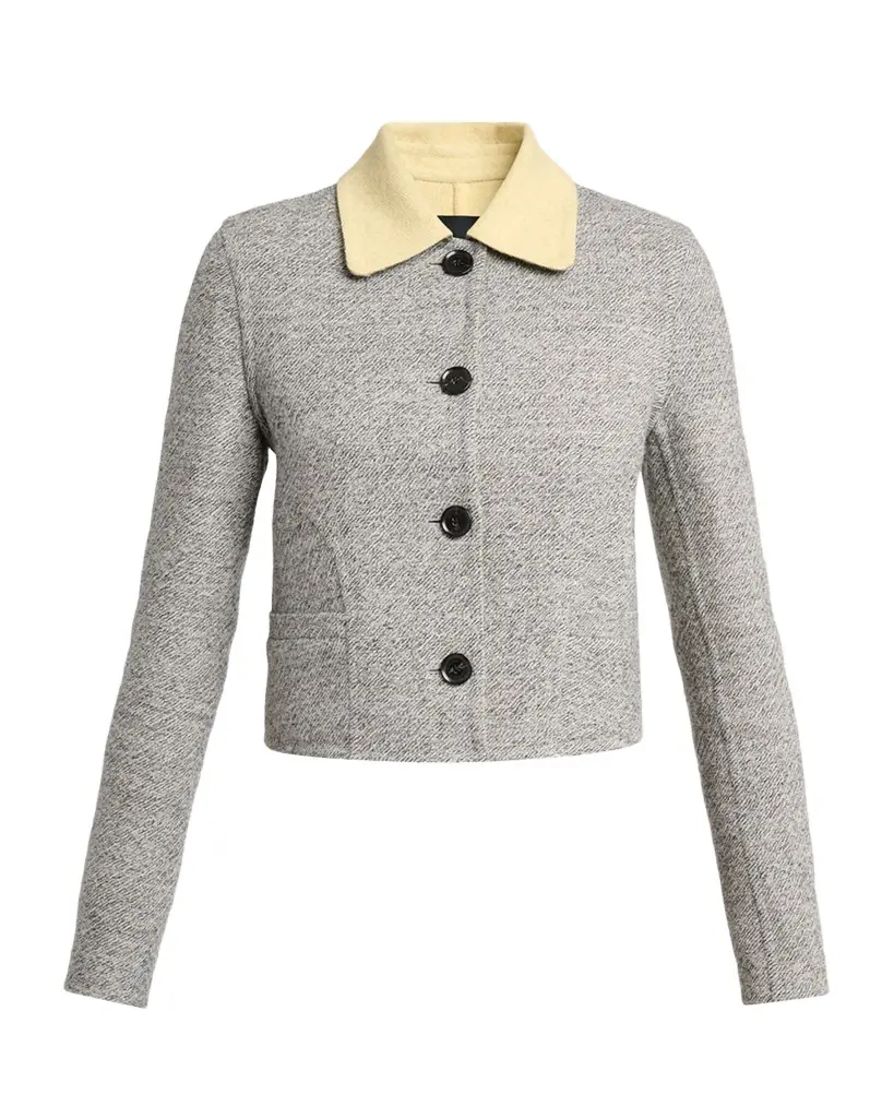 Proenza Schouler Gaelle Contrast-Collar Tweed Single-Breasted Jacket | Image 1 Proenza Schouler Gaelle Contrast-Collar Tweed Single-Breasted Jacket | Image 1