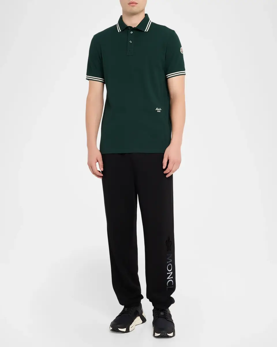 Moncler Men's Striped Cotton Pique Polo Shirt | Thumbnail 2 Moncler Men's Striped Cotton Pique Polo Shirt | Thumbnail 2