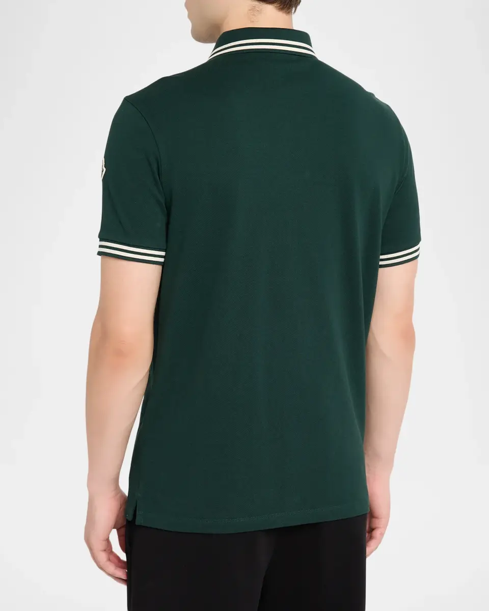 Moncler Men's Striped Cotton Pique Polo Shirt | Thumbnail 3 Moncler Men's Striped Cotton Pique Polo Shirt | Thumbnail 3