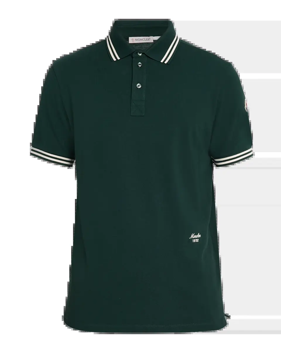 Moncler Men's Striped Cotton Pique Polo Shirt | Thumbnail 5 Moncler Men's Striped Cotton Pique Polo Shirt | Thumbnail 5