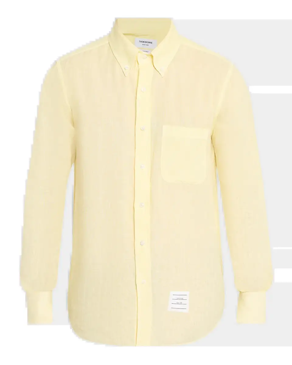 Thom Browne Men's Linen Garment Dyed Button-Down Shirt | Thumbnail 5