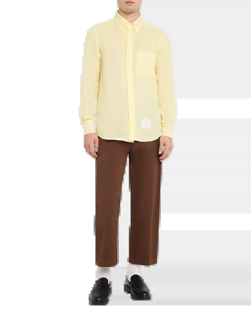 Thom Browne Men's Linen Garment Dyed Button-Down Shirt | Thumbnail 6
