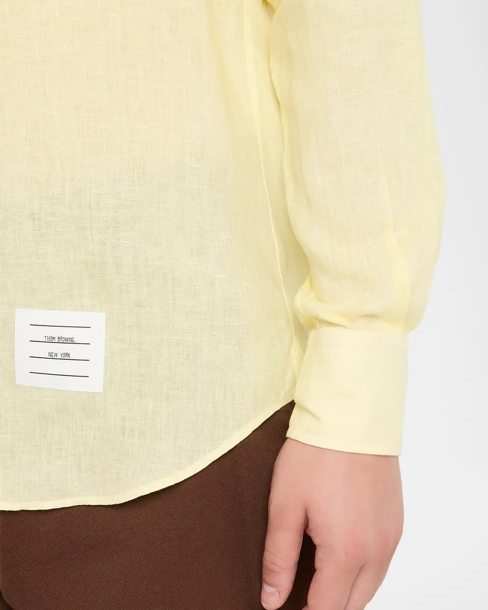 Thom Browne Men's Linen Garment Dyed Button-Down Shirt | Thumbnail 8
