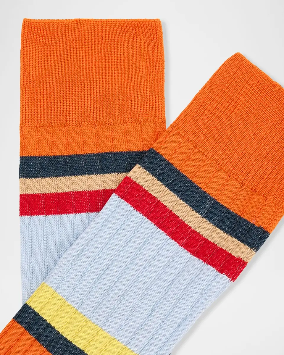 Paul Smith Men's Multi-Stripe Ribbed Mid-Calf Socks | Thumbnail 2 Paul Smith Men's Multi-Stripe Ribbed Mid-Calf Socks | Thumbnail 2