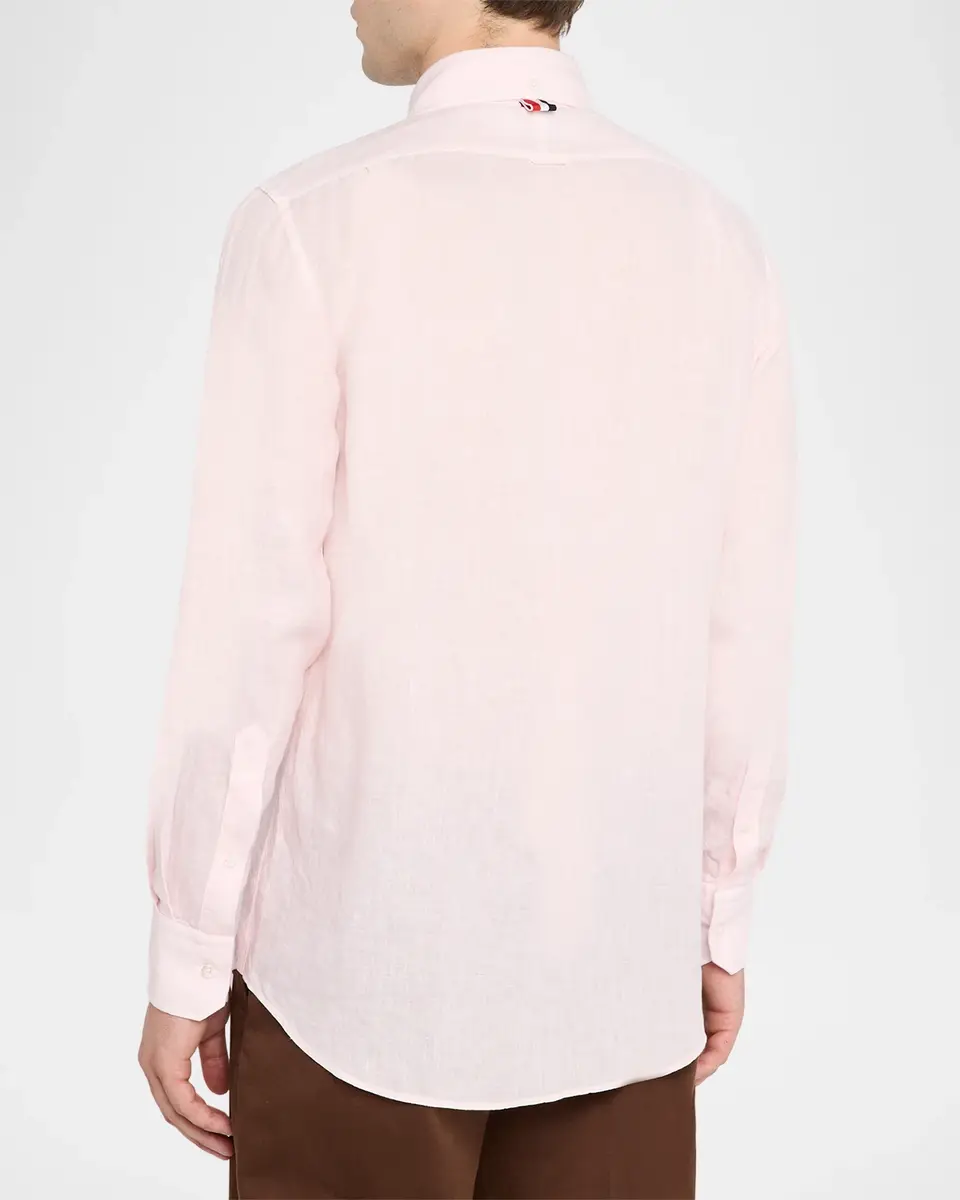 Thom Browne Men's Linen Garment Dyed Button-Down Shirt | Thumbnail 3 Thom Browne Men's Linen Garment Dyed Button-Down Shirt | Thumbnail 3