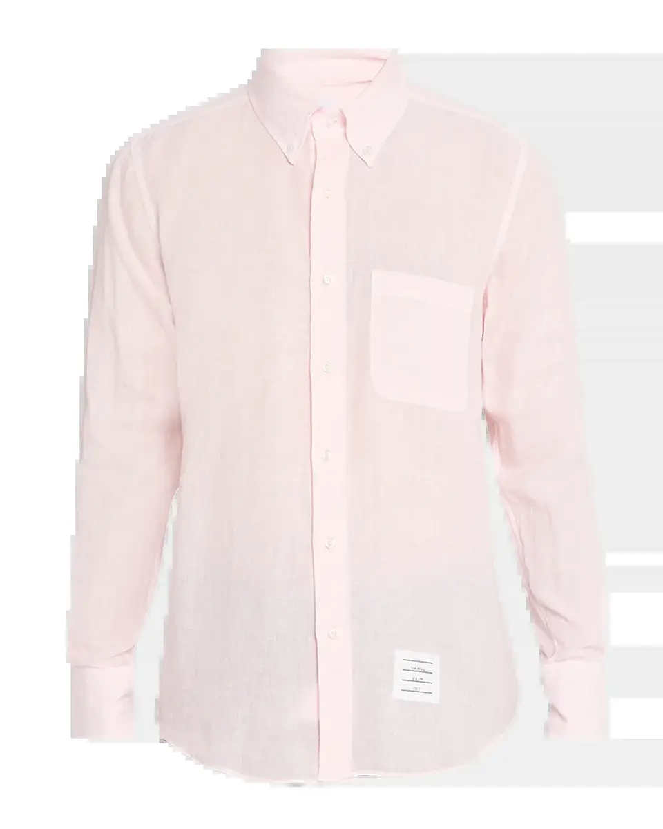 Thom Browne Men's Linen Garment Dyed Button-Down Shirt | Thumbnail 5 Thom Browne Men's Linen Garment Dyed Button-Down Shirt | Thumbnail 5