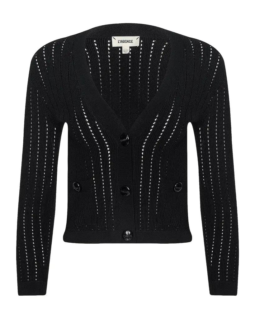 L'AGENCE Irvin Pointelle Cardigan | Image 1 L'AGENCE Irvin Pointelle Cardigan | Image 1