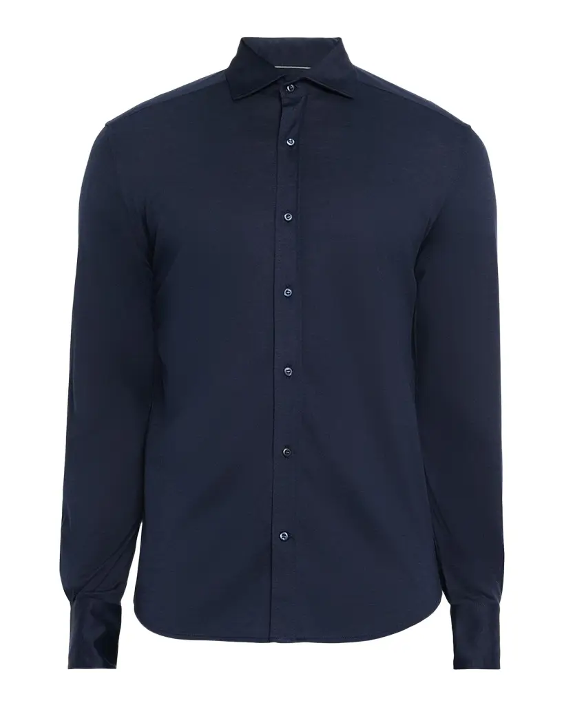 Men's Silk and Cotton Jersey Long-Sleeve Polo Shirt Men's Silk and Cotton Jersey Long-Sleeve Polo Shirt
