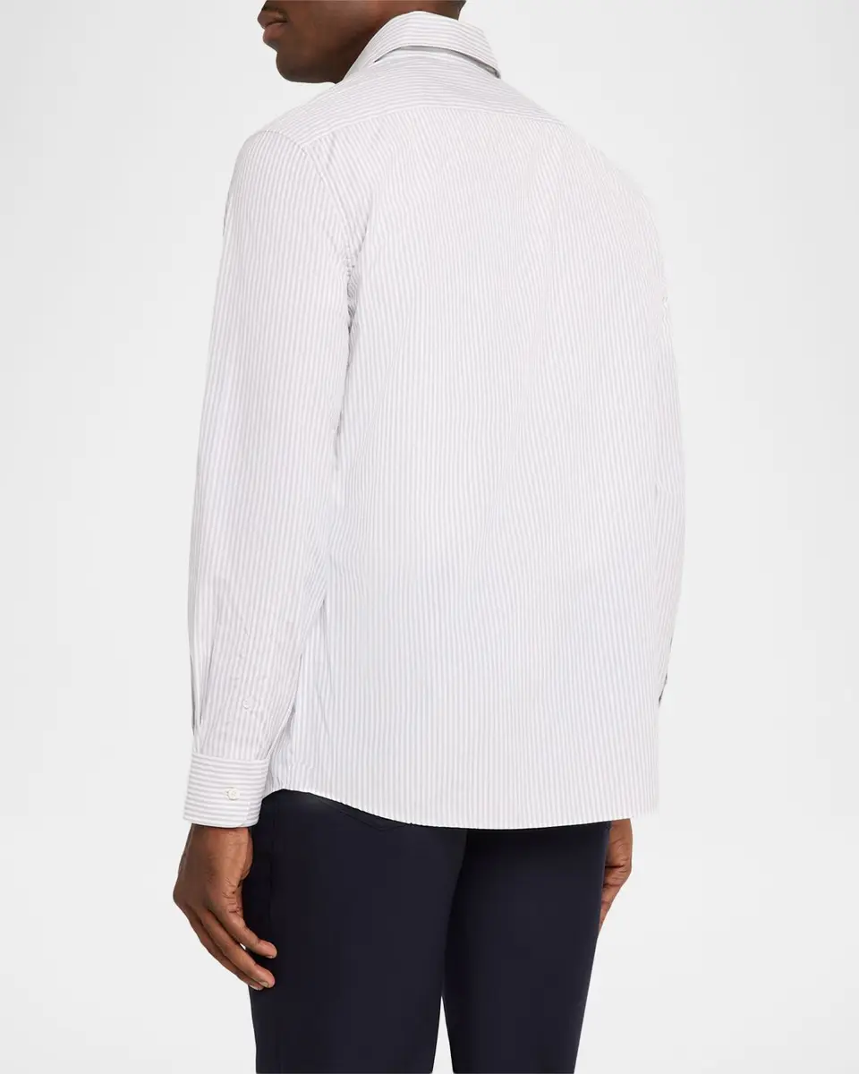 Brunello Cucinelli Men's Cotton Bachetta Stripe Button-Down Shirt | Thumbnail 3 Brunello Cucinelli Men's Cotton Bachetta Stripe Button-Down Shirt | Thumbnail 3