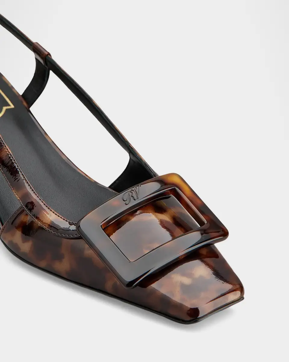 Roger Vivier Belle Vivier 45mm Turtle-Buckle Printed Leather Slingback Pumps | Thumbnail 5 Roger Vivier Belle Vivier 45mm Turtle-Buckle Printed Leather Slingback Pumps | Thumbnail 5