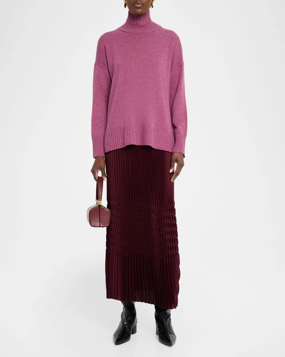 Lafayette 148 New York Chine 3-Ply Cashmere Stand-Collar Sweater | Thumbnail 2