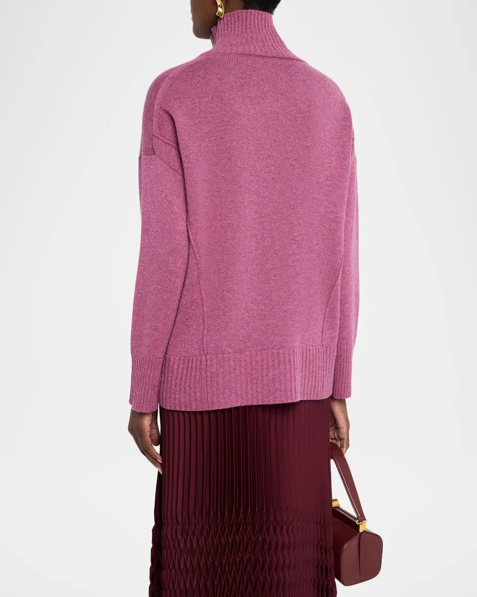 Lafayette 148 New York Chine 3-Ply Cashmere Stand-Collar Sweater | Thumbnail 3