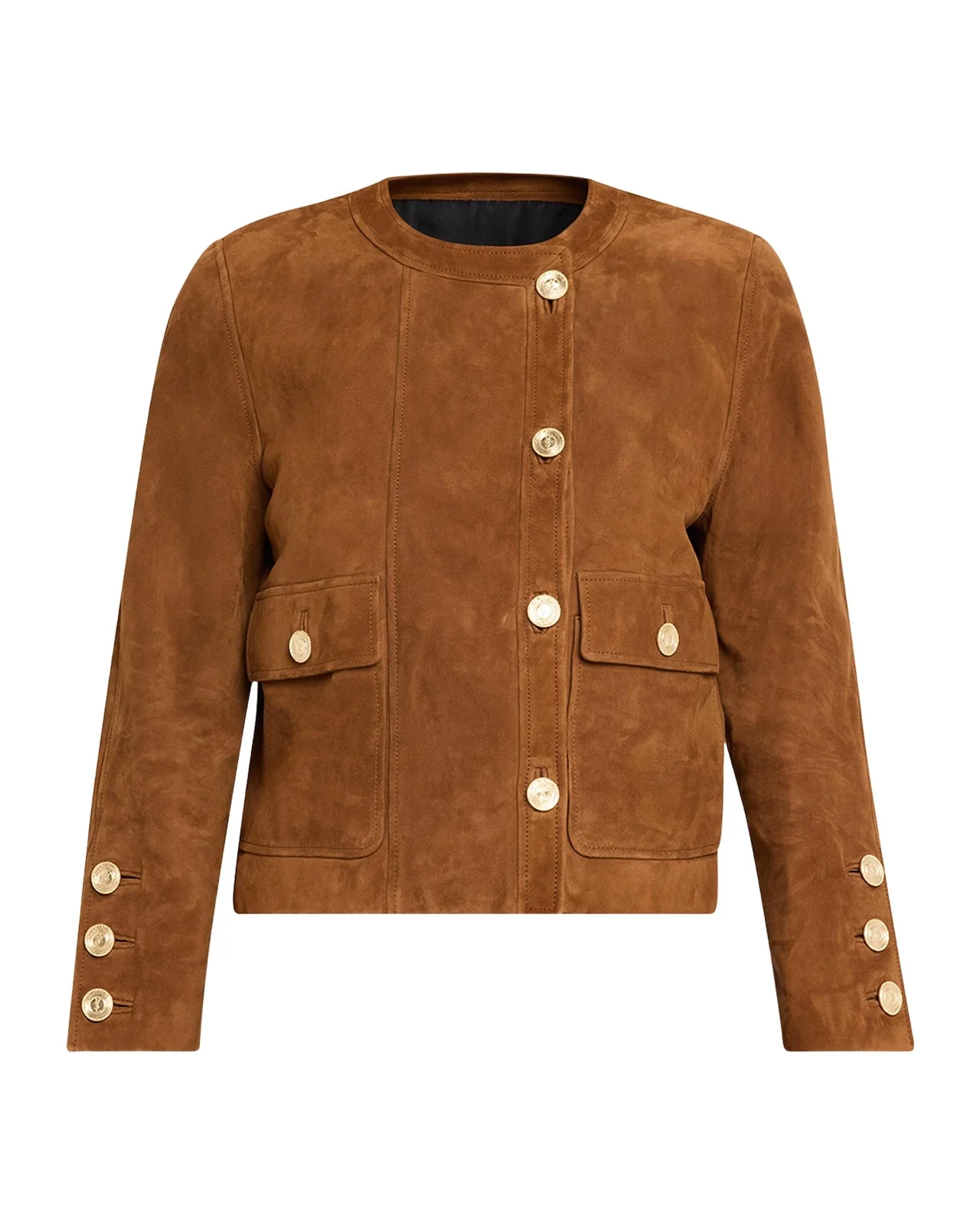 Saint Laurent Suede Collarless Short Jacket